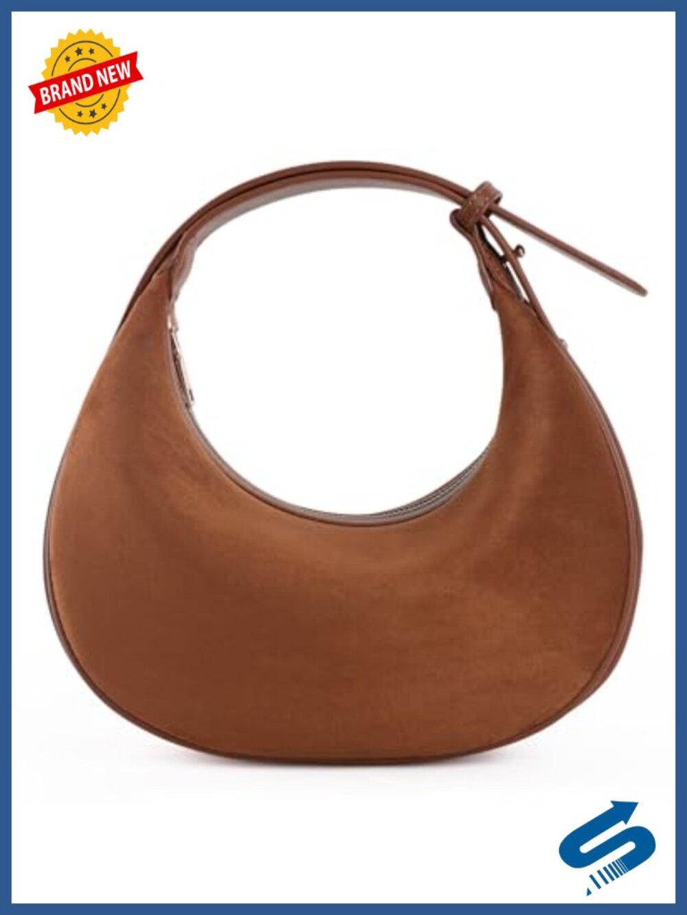 Suede Crossbody Bag Crescent Shoulder Bag Vegan Faux PU Leather Hobo Purse
